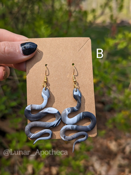 Marbled Snake Clay Earrings