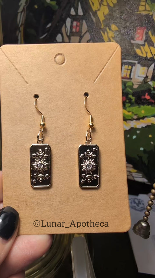 Celestial 18k Gold Earrings - Rectangle