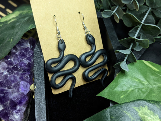 Black Snake Clay Earrings