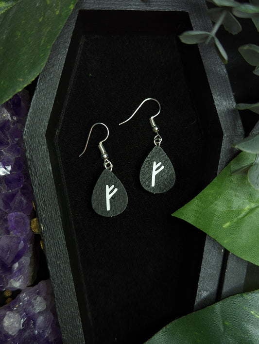 Wooden Rune Earrings