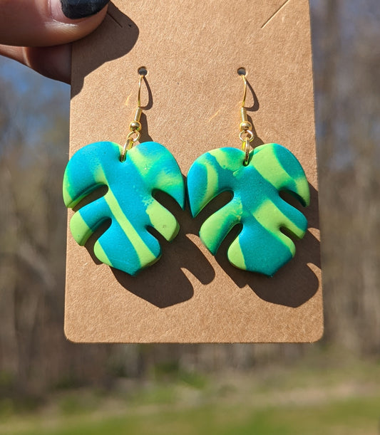 Marbled Monstera Earrings