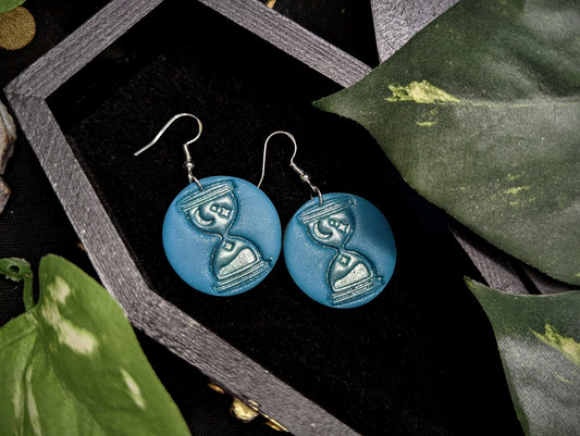 Blue Celestial Hourglass Clay Earrings