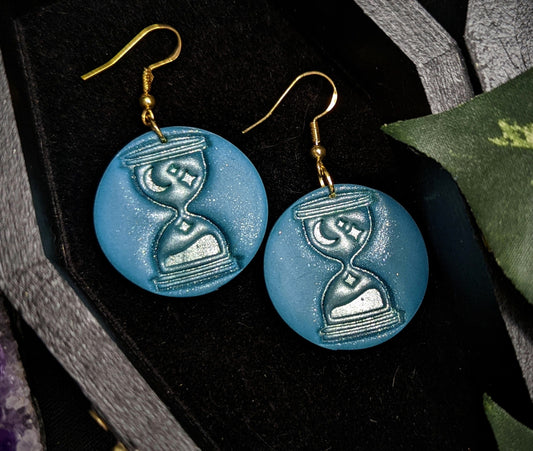 Blue Celestial Hourglass Clay Earrings