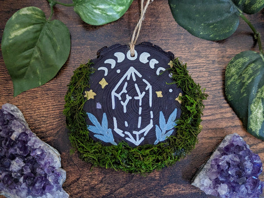 Mossy Crystal Hand Painted Wood Hanging Art