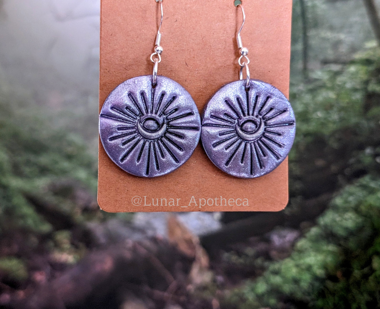 Shimmery Moon Burst Clay Earrings