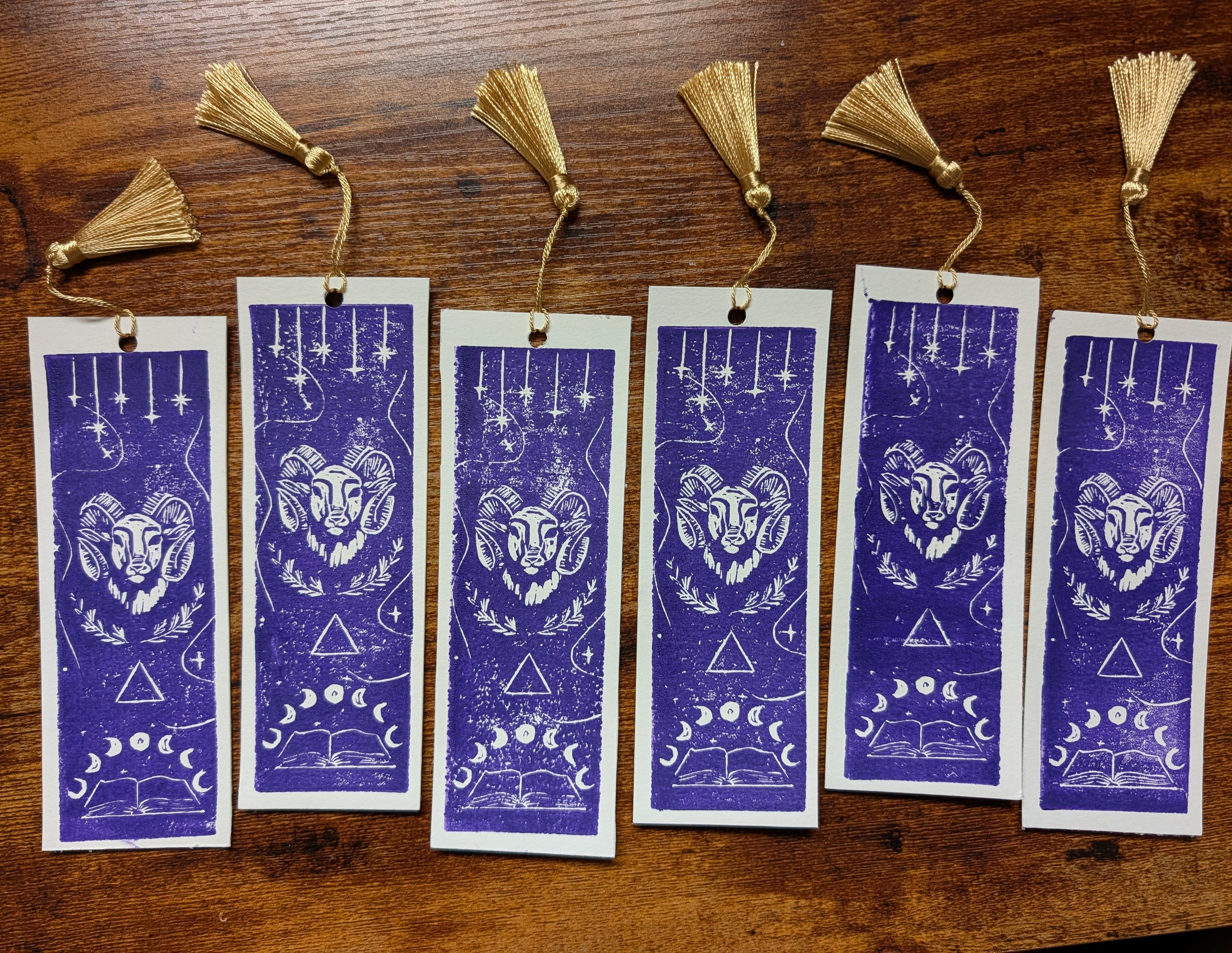 Aries Szn Linocut Bookmark