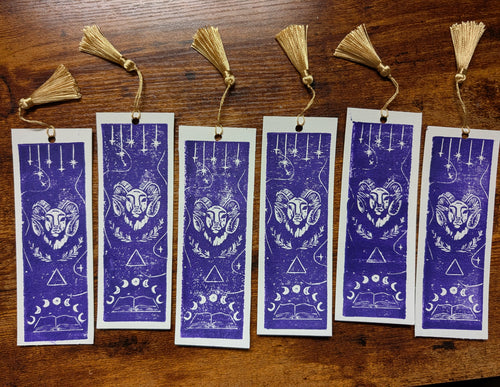 Aries Szn Linocut Bookmark