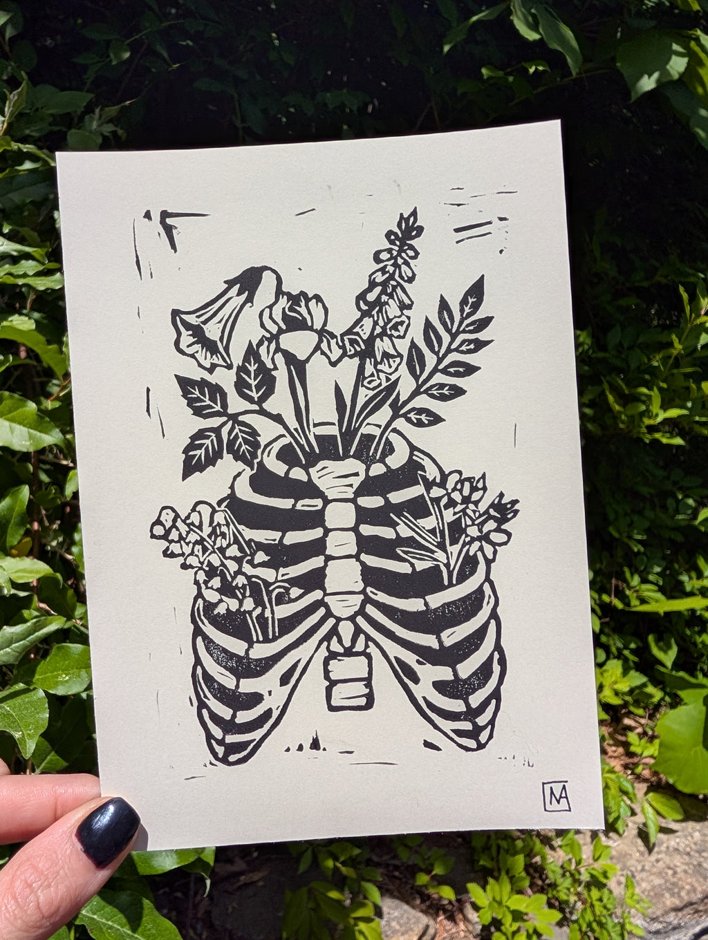 "Growing Pains" Linocut Art