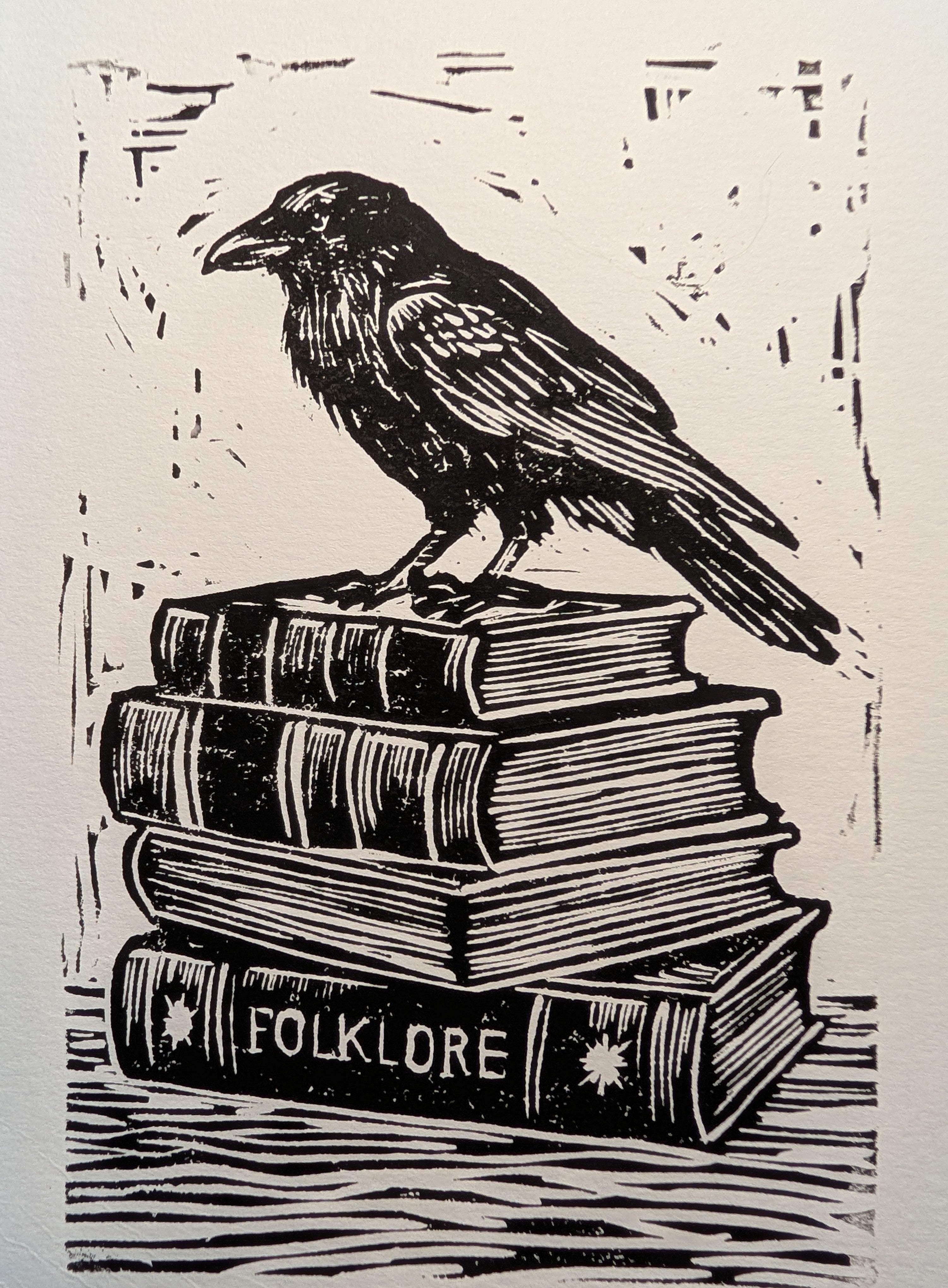 "Nevermore" Linocut Art