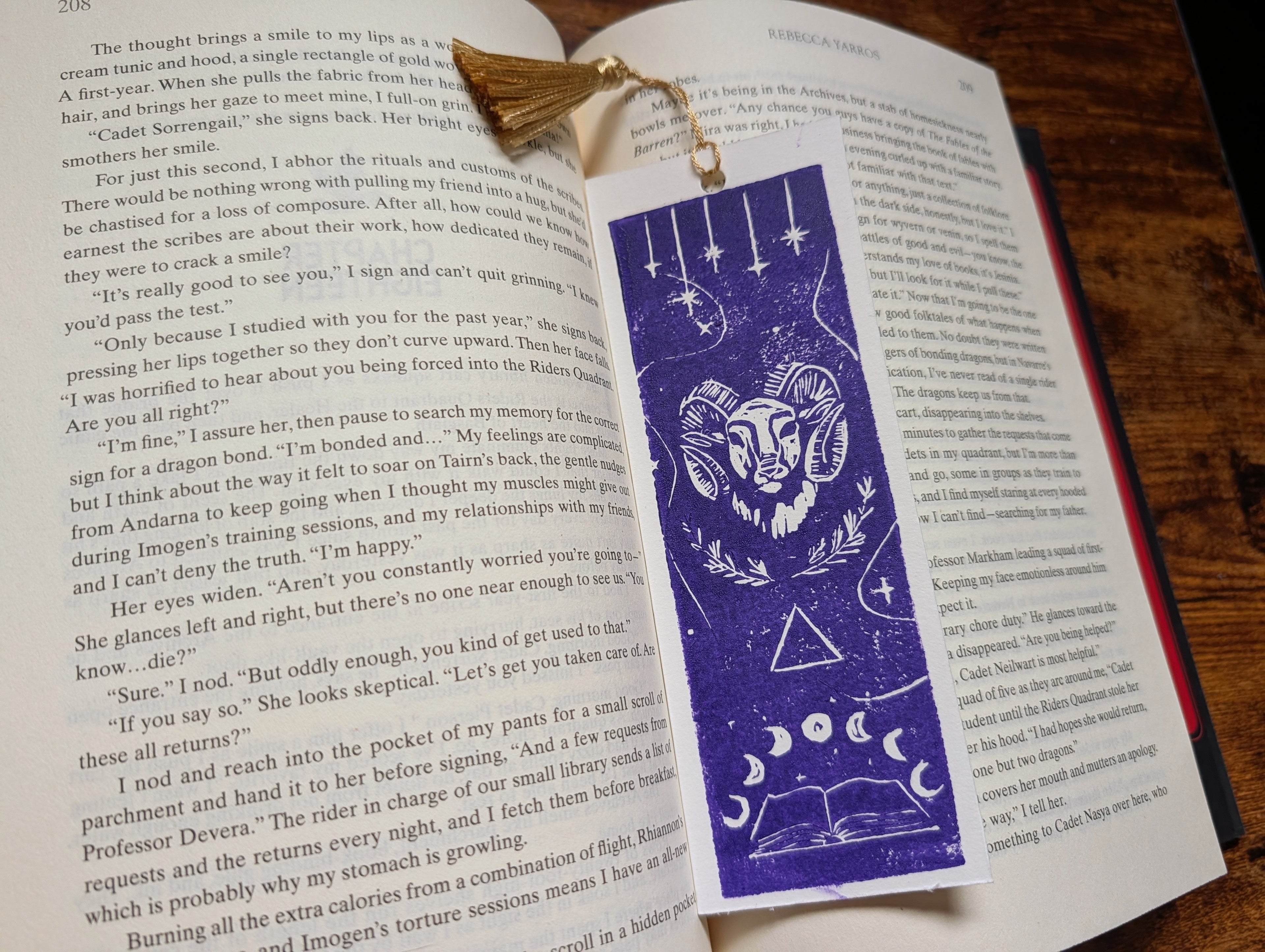 Aries Szn Linocut Bookmark