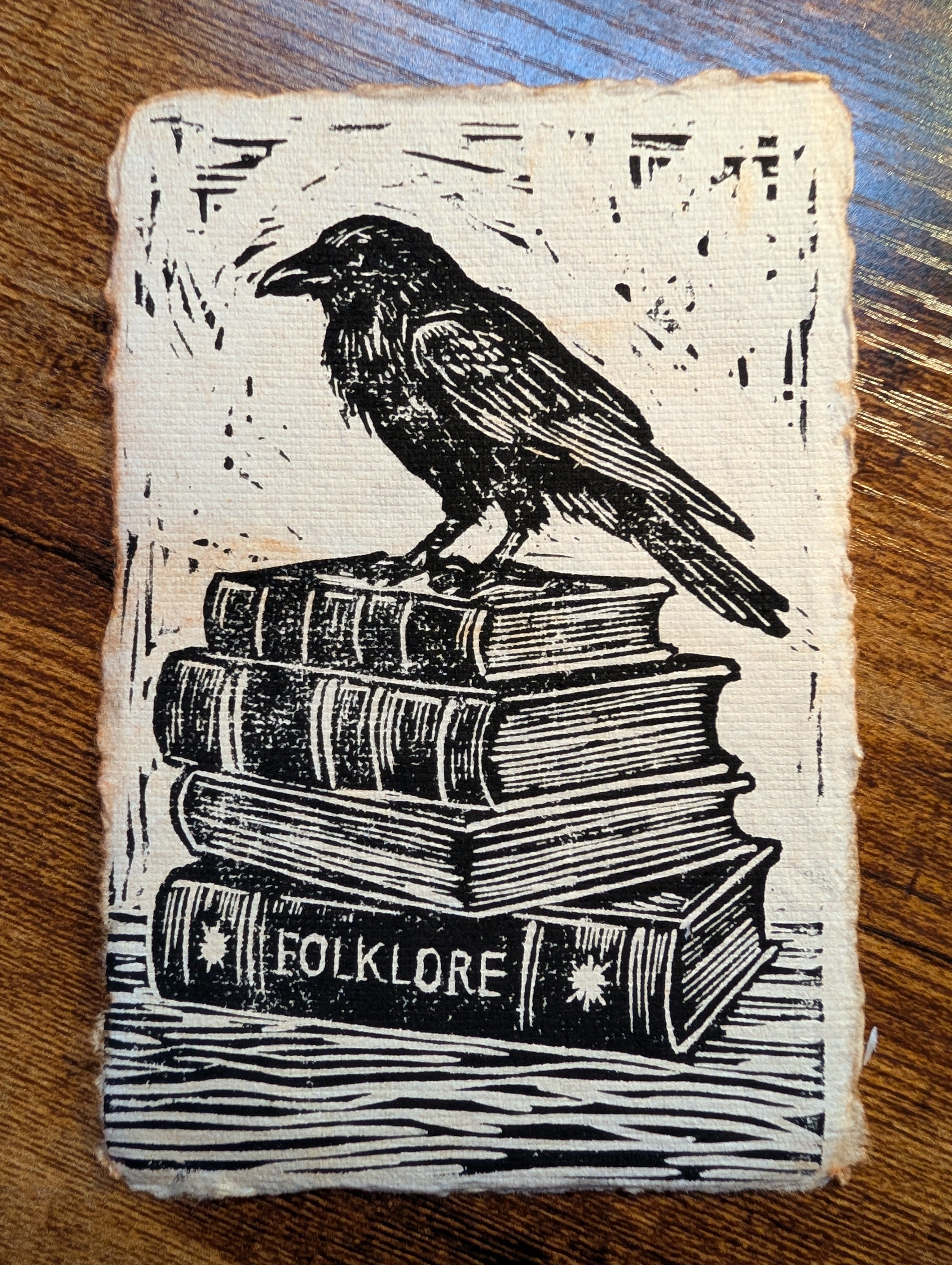 "Nevermore" Linocut Art