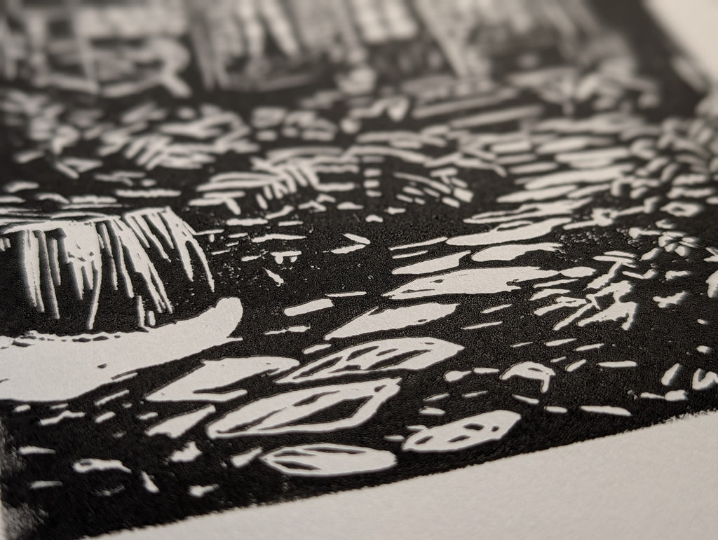 Secret Cottage Linocut Art