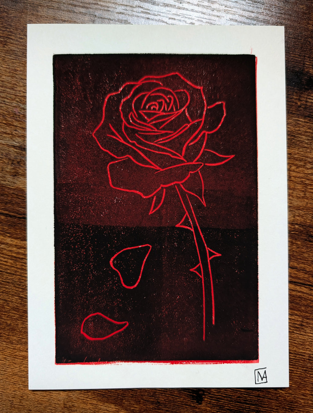 "My Petals Keep Falling" Linocut Art