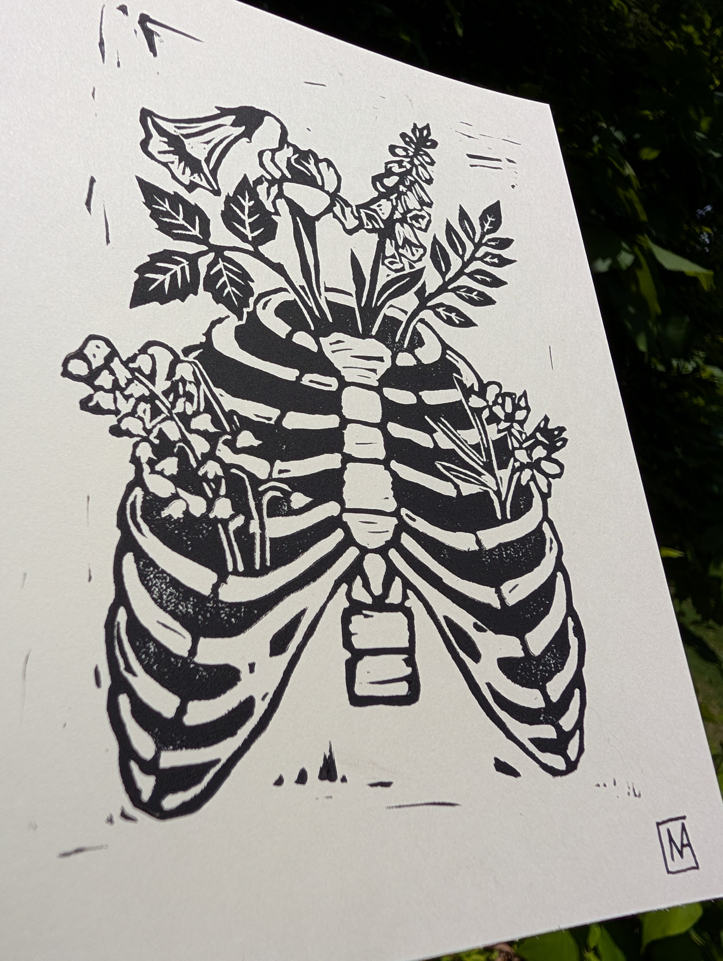 "Growing Pains" Linocut Art