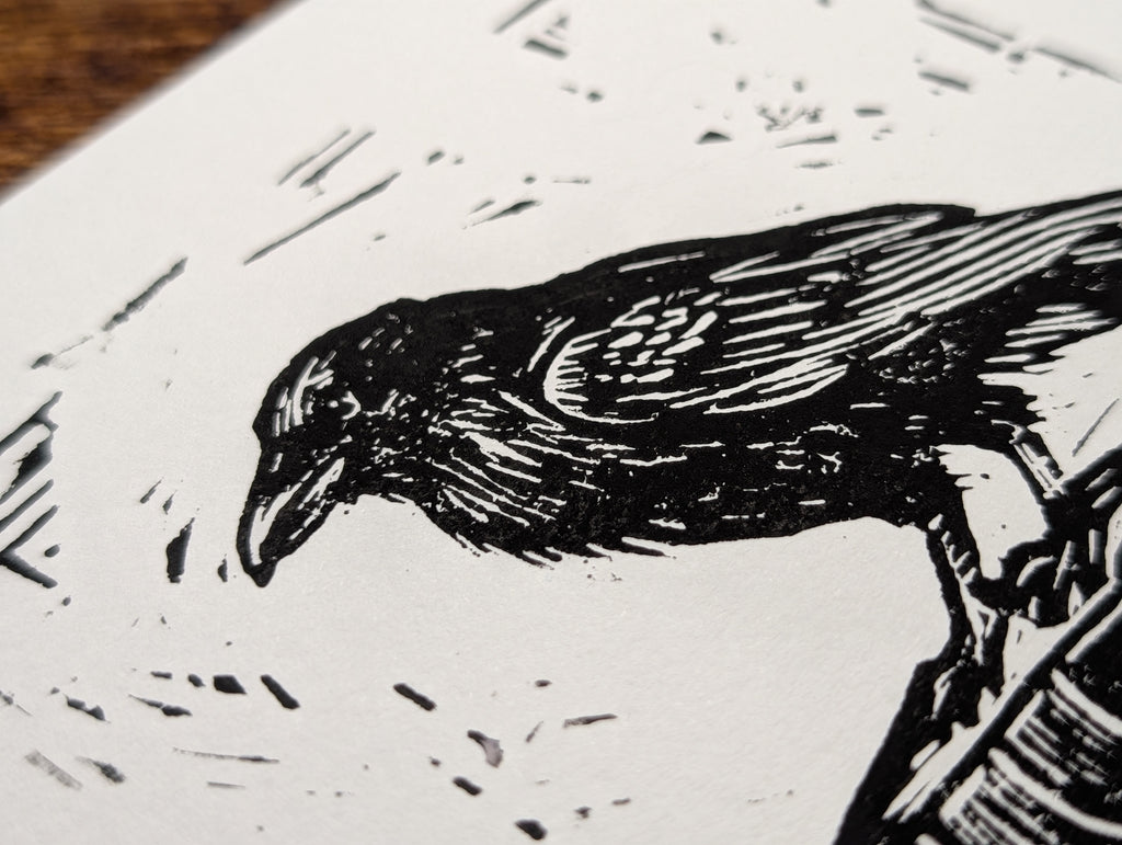 "Nevermore" Linocut Art
