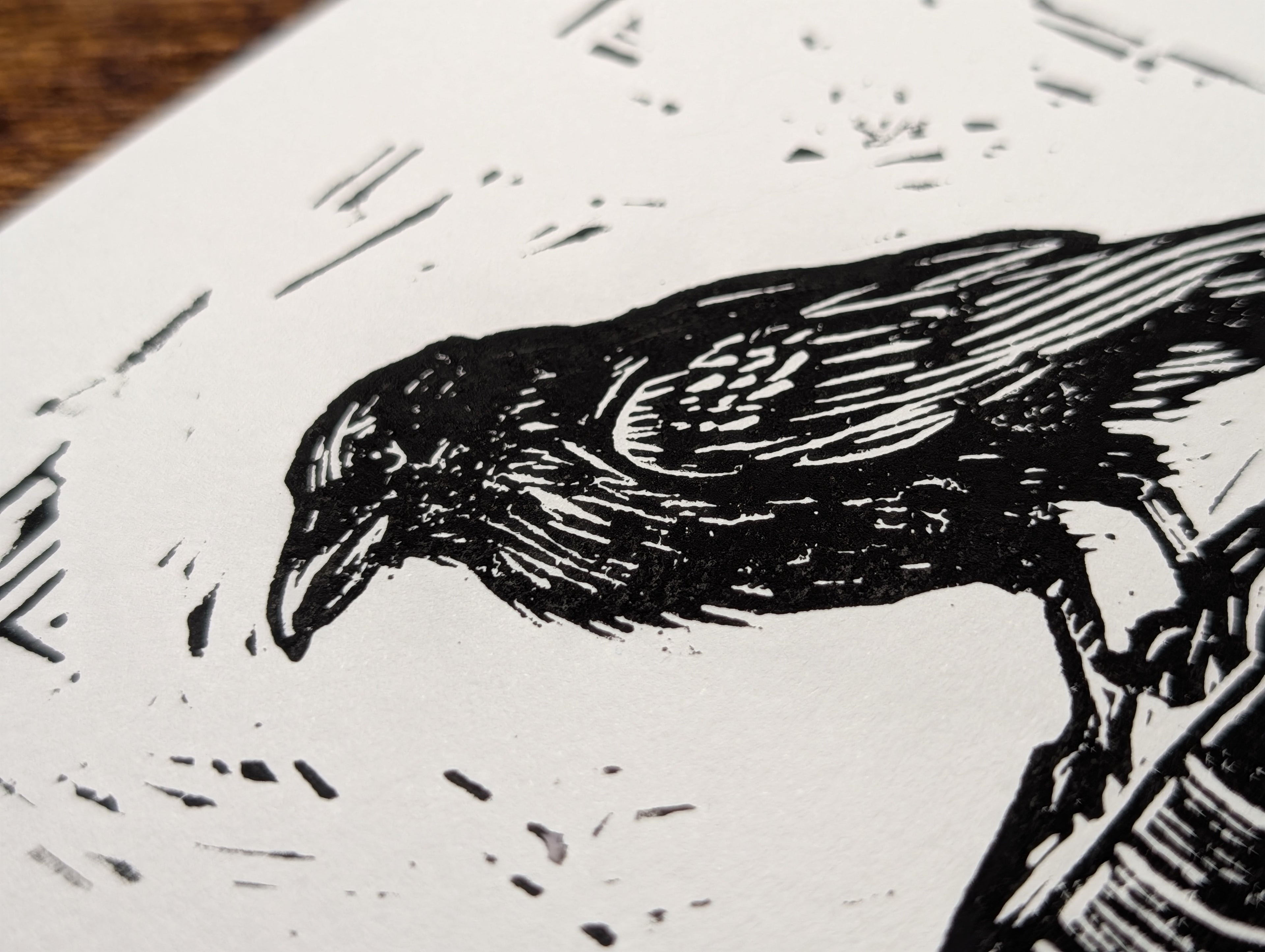 "Nevermore" Linocut Art