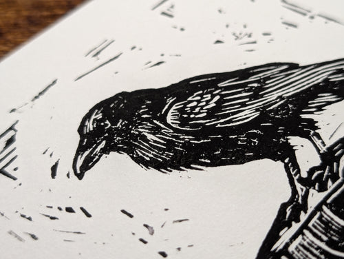 "Nevermore" Linocut Art