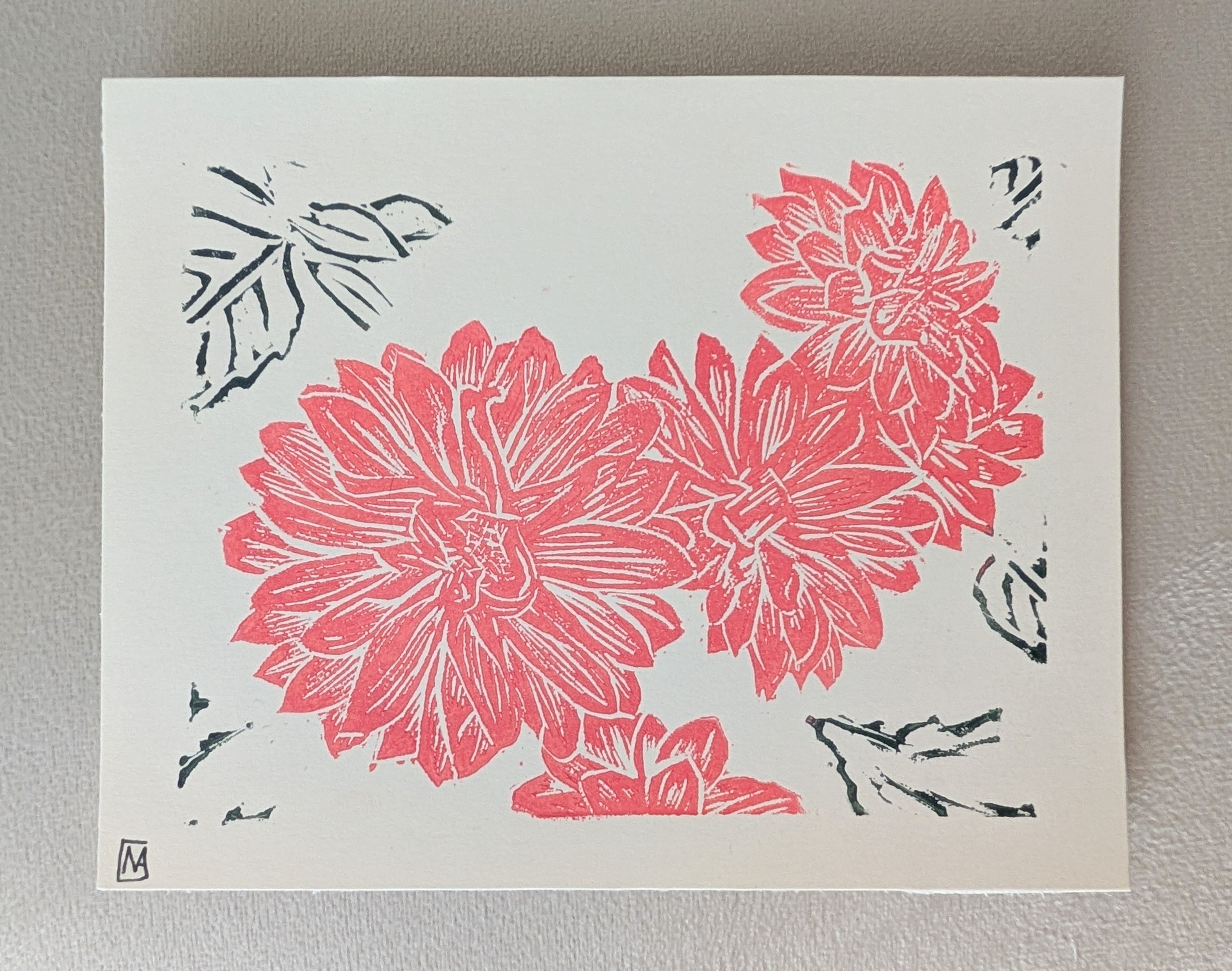 Dahlietta Linocut Art