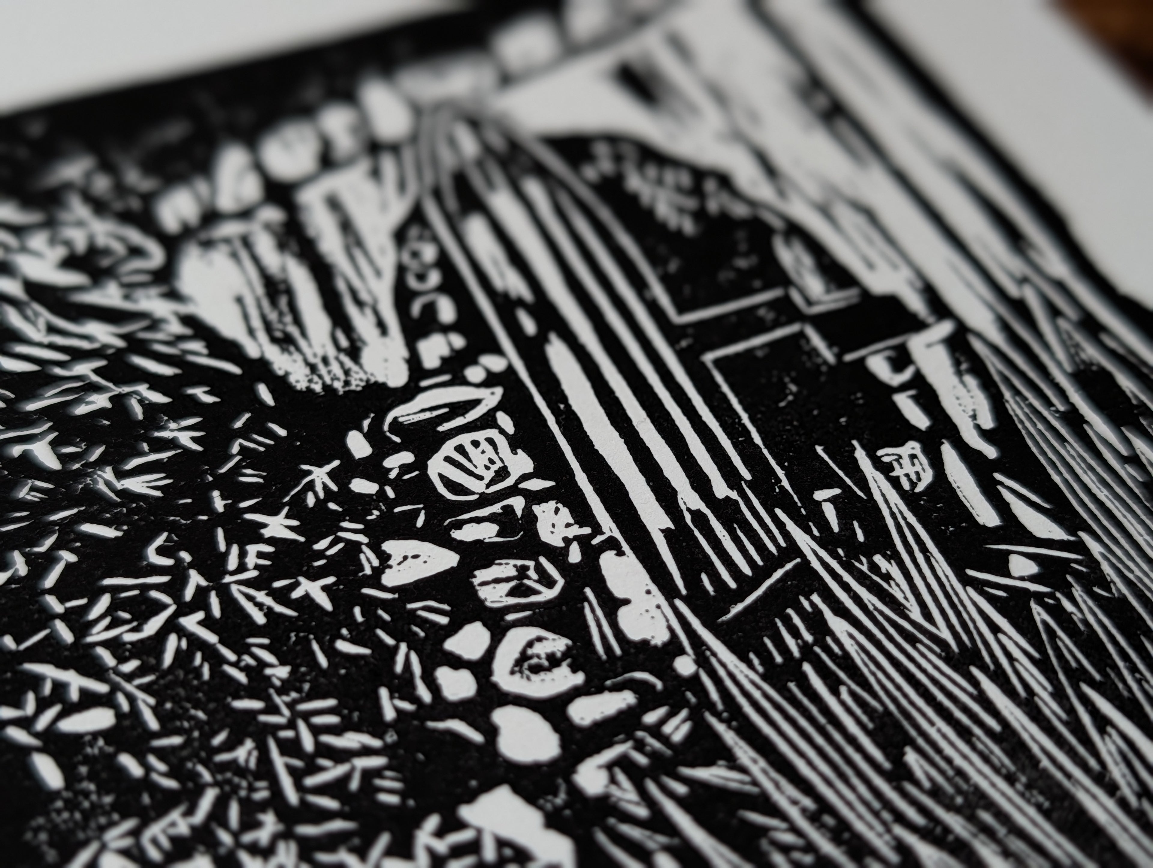 Secret Garden Linocut Art