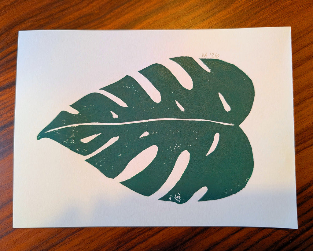 Monstera Linocut Art