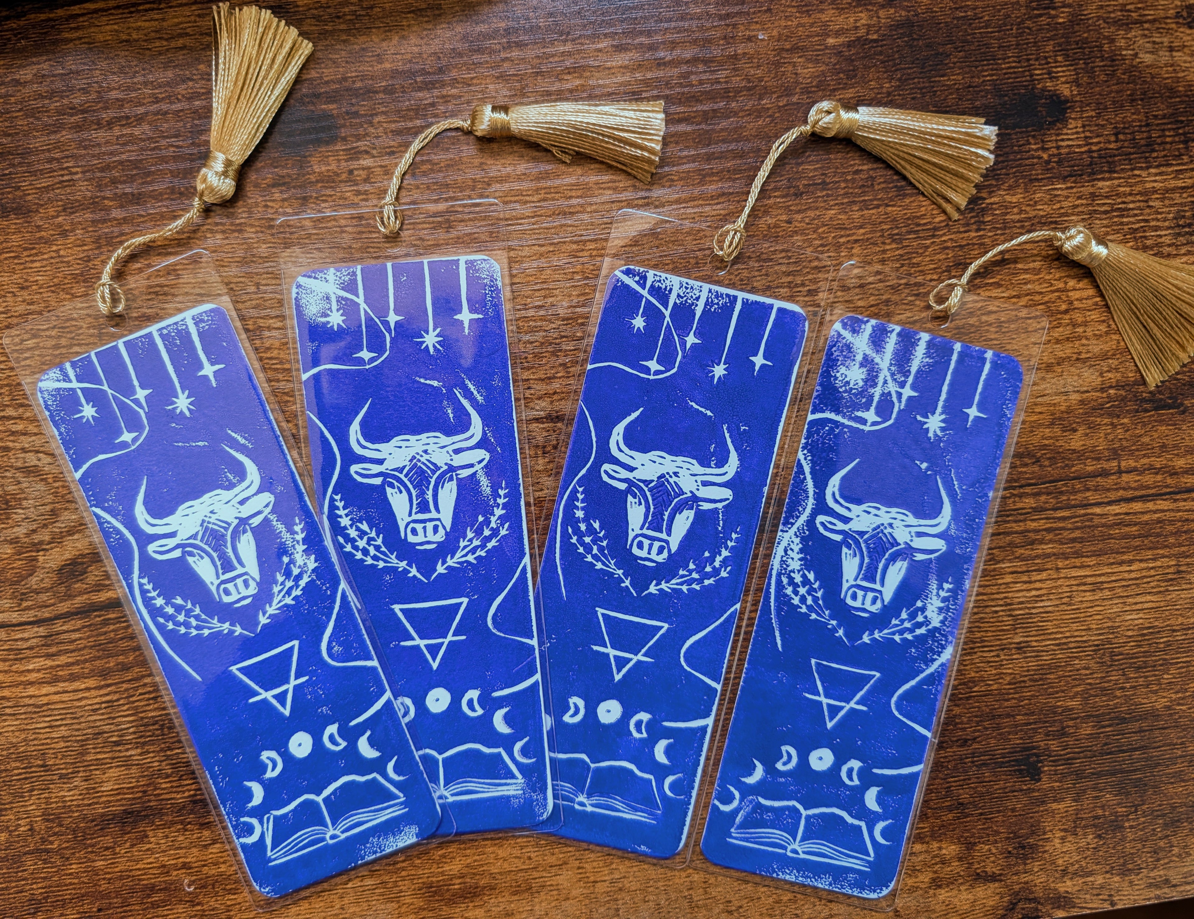 Taurus Szn Linocut Bookmark