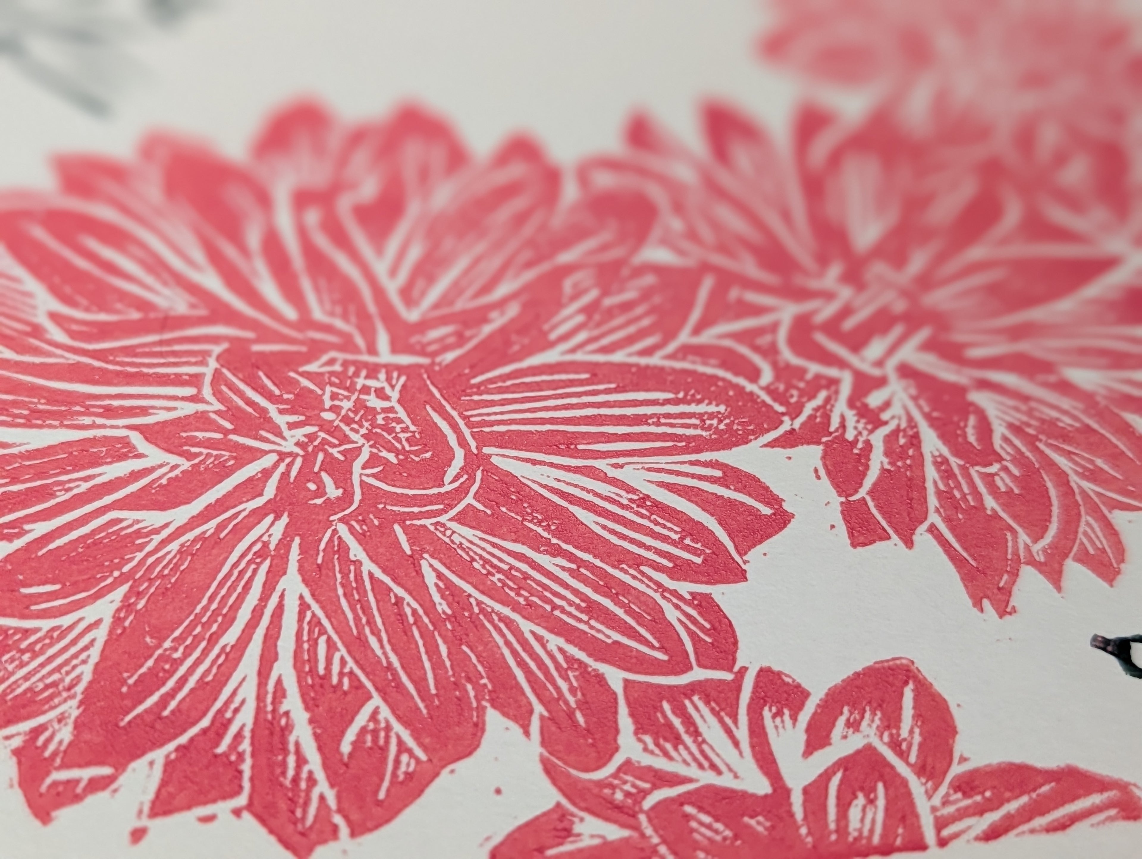 Dahlietta Linocut Art