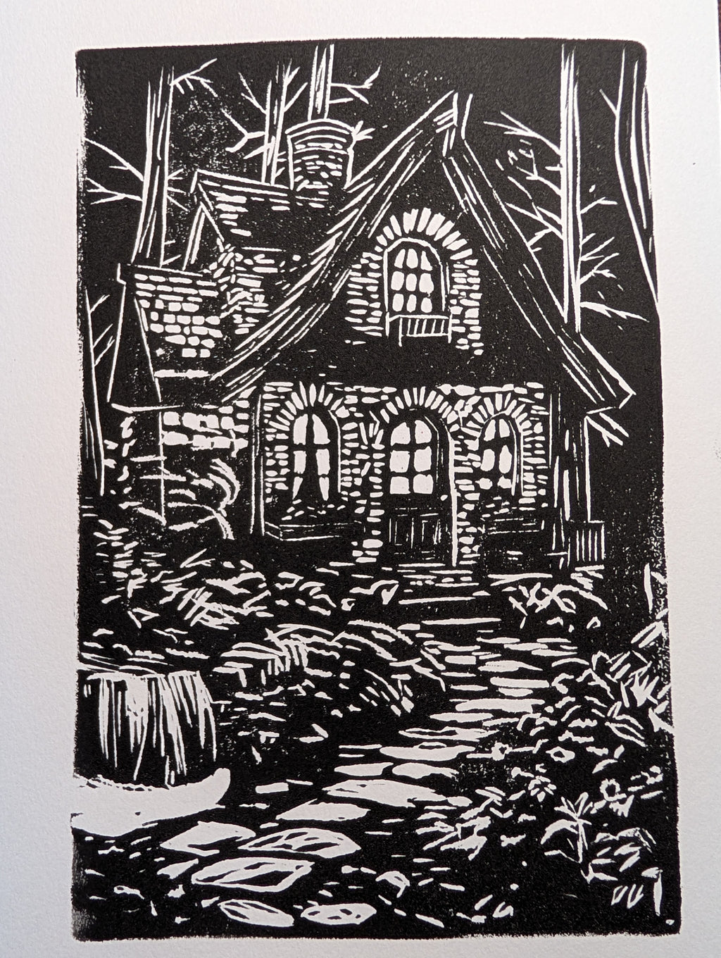 Secret Cottage Linocut Art
