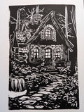 Secret Cottage Linocut Art