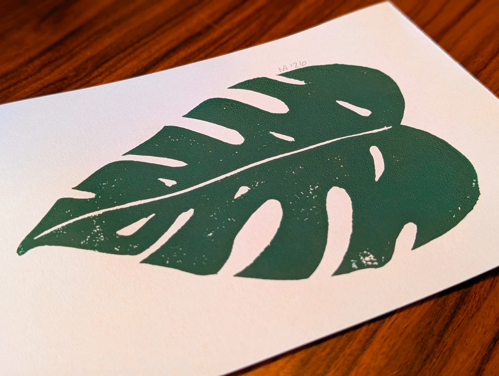 Monstera Linocut Art