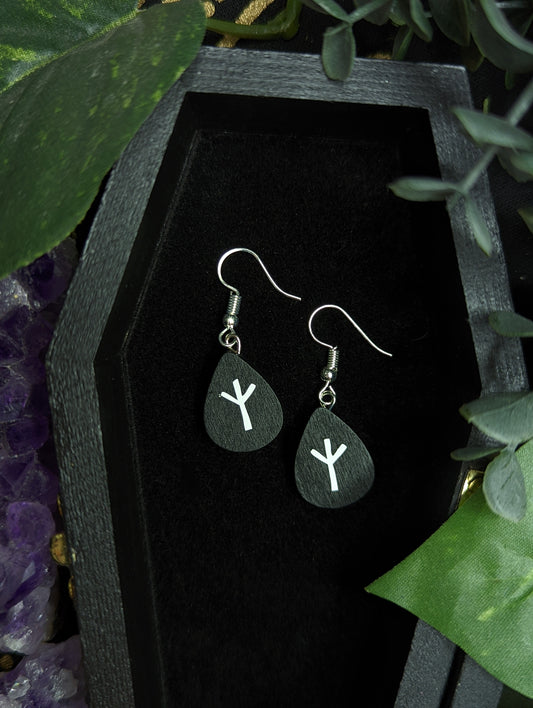 Wooden Rune Earrings