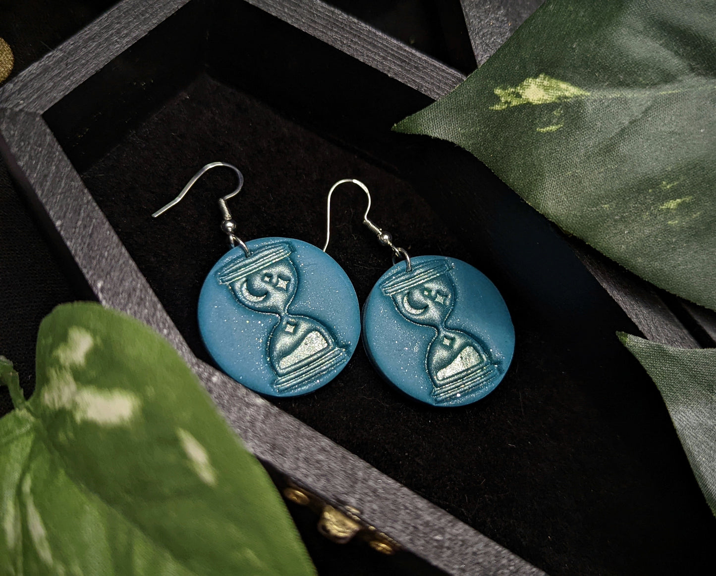 Blue Celestial Hourglass Clay Earrings