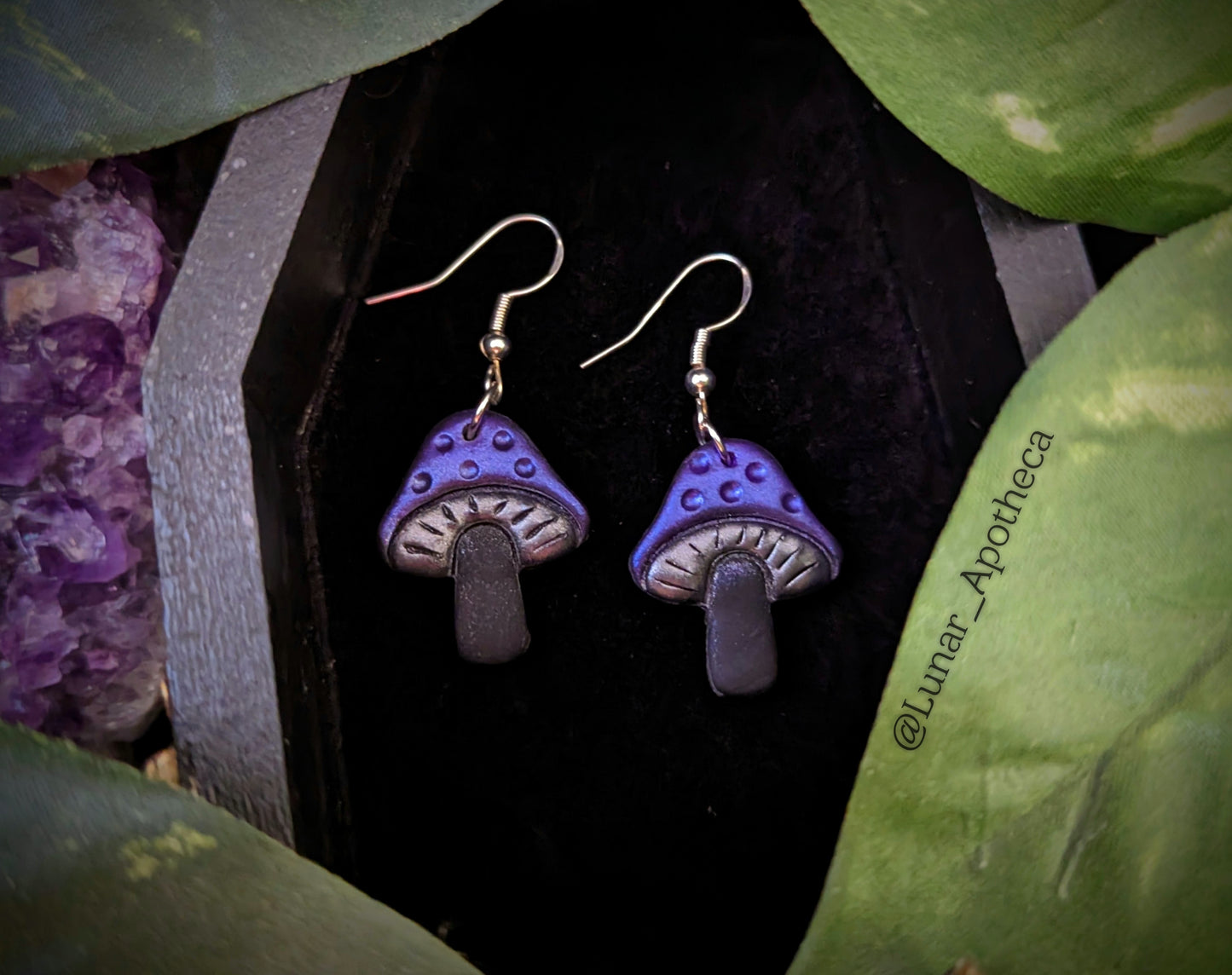 Goth Mushroom Clay Earrings